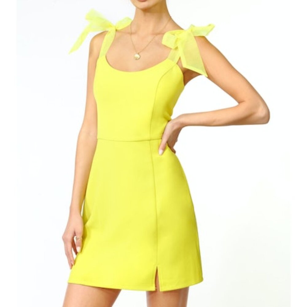 Adelyn Rae Gia Ribbon Shoulder Dress Yellow